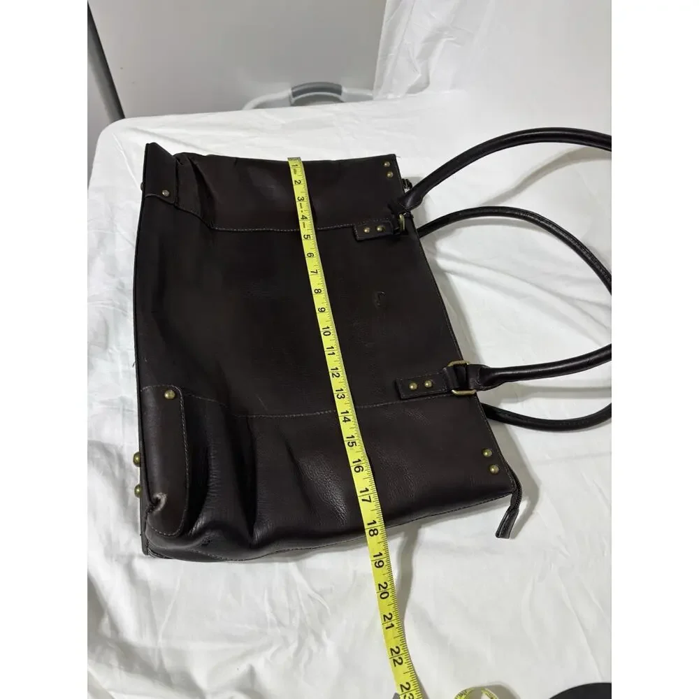 Solo New York Brown Leather Laptop Tote Bag Work Business Shoulder Bag Padded